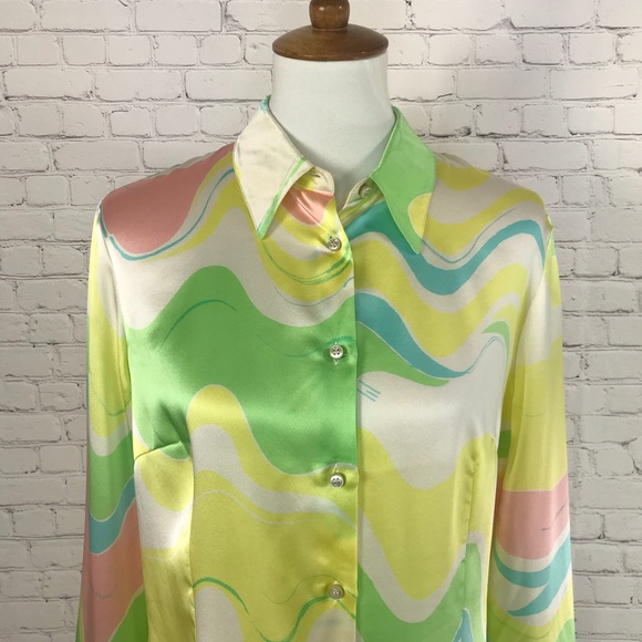 Vintage Hippie Disco Button Down Top Size M/L - Picture 3 of 5